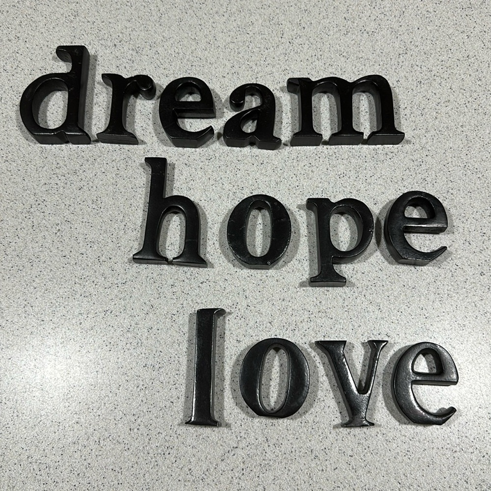 Metal word shelving decor